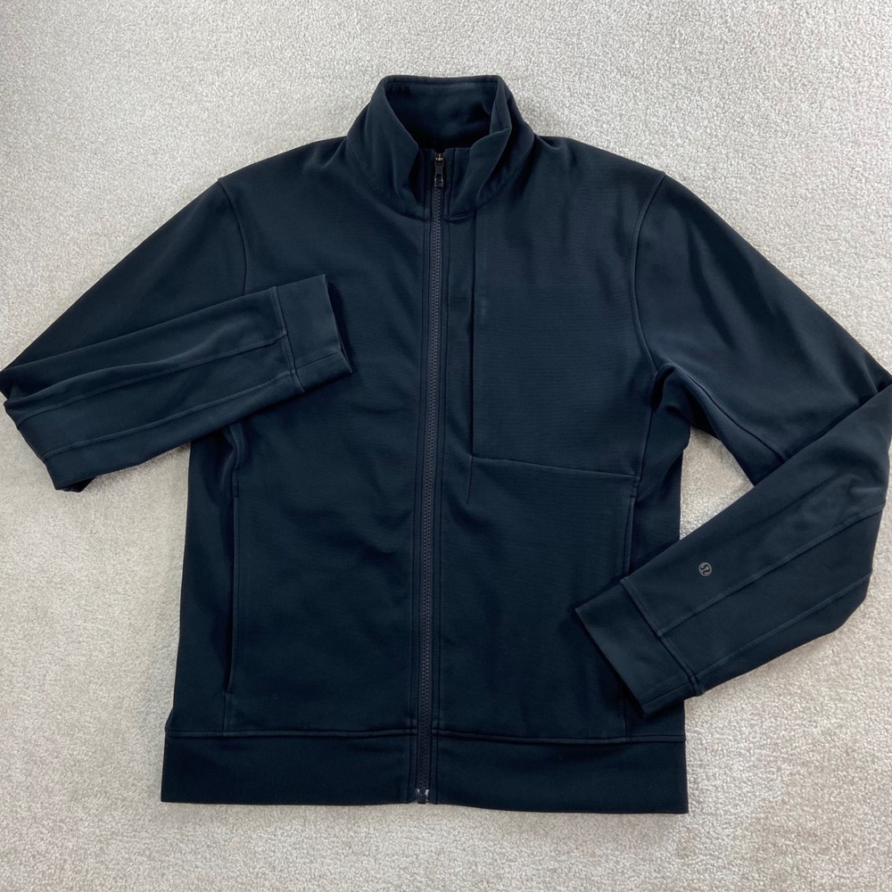 Lululemon Sojourn Jacket Men M Black Full Zip Mock Neck Activewear LM4676S